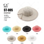 Wholesale c C ST Wave pattern paper straw sun hat twine shell ribbon One fits mo