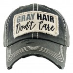 Wholesale vintage Distressed Grey Hair Don t Care Baseball Cap One fits most Adj
