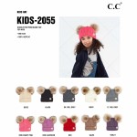 Wholesale c C KIDS Kids Cable Knit Double Faux Fur Pom Beanie One fits most Acry