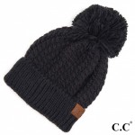 C.C HAT-2054
Twisted Mock Cable Knit Pom Beanie.

- One size fits most 
- 100% Acrylic 