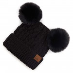 Wholesale c C HAT S Cable Knit Pattern Solid Color Double Pom Beanie One fits mo