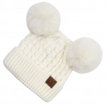 Wholesale c C HAT S Cable Knit Pattern Solid Color Double Pom Beanie One fits mo
