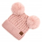 Wholesale c C HAT S Cable Knit Pattern Solid Color Double Pom Beanie One fits mo