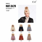 C.C HAT-3478
Double Braided Knit Pom Beanie with C.C Brand Leather Patch.

- One size fits most
- 75% Acrylic / 25% Nylon 