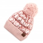 Wholesale c C HAT Metallic Puffy Pom Beanie Cuff One fits most Polyester Acrylic