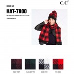 Wholesale c C HAT Buffalo Check Jacquard Knit Pom Beanie One fits most Polyester