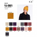 C.C YJ-2021
Twisted Knit Pom Beanie Featuring Faux Fur Inside Lining

- One size fits most 
- 100% Acrylic