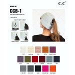 Wholesale c C CCB Ribbed Knit Beanie Criss Cross Ponytail Detail Multiple Ways W