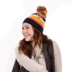 Wholesale orange yellow black aspen pattern toboggan hat Acrylic One fits most