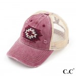 Wholesale aztec Patch Embroidery Mesh Ponytail Cap Cotton Polyester One