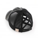 Wholesale c C KIDS BT Vintage Distressed Camouflage Criss Cross PonyTail Cap Mes