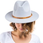 Wholesale blended Wool Felt Hat Snakeskin Leather Band One Fits Most Polyester W