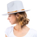 Wholesale blended Wool Felt Hat Snakeskin Leather Band One Fits Most Polyester W