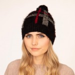 Wholesale soft Fuzzy Knit Plaid Beanie Pom One Fits Most Polyester
