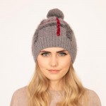 Wholesale soft Fuzzy Knit Plaid Beanie Pom One Fits Most Polyester