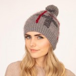 Wholesale soft Fuzzy Knit Plaid Beanie Pom One Fits Most Polyester