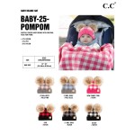 C.C BABY-25POMPOM
Plaid Knit Baby Beanie With Faux Fur Double Poms

- 47% Rayon / 31% PBT / 22% Nylon
- One Size