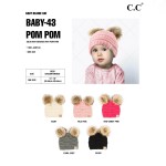 C.C BABY-43-POMPOM
Knit beanie featuring double faux fur pom pom.

-One size fits most: baby
-100% Acrylic