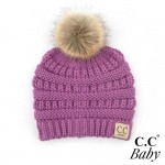 Wholesale c C BABY POM Knit beanie faux fur pom pom Acrylic One fits most baby