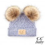 Wholesale c C BABY POMPOM Knit Baby Beanie Faux Fur Double Poms Rayon PBT Nylon