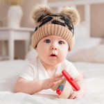 Wholesale c C BABY POM Baby Leopard Print Faux Fur Double Pom Beanie One fits mo