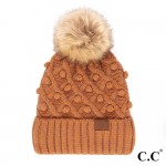 Wholesale c C HAT Fuzzy Lined Knit Beanie Faux Fur Pom Handmade Bobbles Acrylic