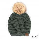 Wholesale c C HAT Waffle Stitch Pattern Beanie Faux Fur Pom One Fits Most Acryli