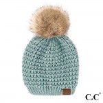 C.C HAT-2071
Waffle Stitch Pattern Beanie with Faux Fur Pom

- One Size Fits Most
- 100% Acrylic