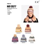 Wholesale c C HAT Ombre Knit Beanie Faux Fur Pom One Fits Most Acrylic Polyester