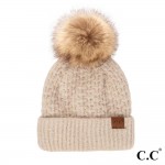 C.C HAT-2080
Smocking Stitch Pattern Beanie with Faux Fur Pom

- One Size Fits Most
- 100% Acrylic