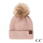 C.C HAT-2080
Smocking Stitch Pattern Beanie with Faux Fur Pom

- One Size Fits Most
- 100% Acrylic