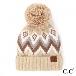 Wholesale c C HAT Aztec Chevron Pattern Cuff Beanie Knit Pom Acrylic Nylon One F