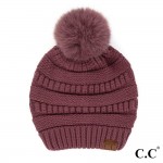 Wholesale c C HAT Knit Beanie Faux Fur Pom One Fits Most Viscose Polyester Nylon