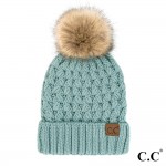 Wholesale c C YJ Lattice Crossover Stitch Pattern Knit Pom Beanie One Fits Most