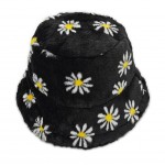 Wholesale faux Fur Floral Print Bucket Hat One Fits Most Adjustable Drawstring P