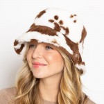 Wholesale do Everything Love Animal Print Fur Bucket Hat One Fits Most Polyester