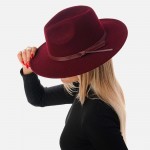 Wholesale blended Wool Felt Hat Leather Band One Fits Most Polyester Wool Adjust