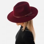 Wholesale blended Wool Felt Hat Leather Band One Fits Most Polyester Wool Adjust