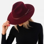 Wholesale blended Wool Felt Hat Leather Band One Fits Most Polyester Wool Adjust