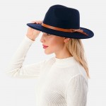 Wholesale blended Wool Felt Hat Leather Band One Fits Most Polyester Wool Adjust