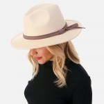 Wholesale wool Felt Brim Hat Leather Band Adjustable Drawstring Hat Brim W Wool