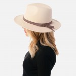 Wholesale wool Felt Brim Hat Leather Band Adjustable Drawstring Hat Brim W Wool