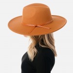 Wholesale wool Felt Brim Hat Thin Leather Band Adjustable Drawstring Hat Brim W