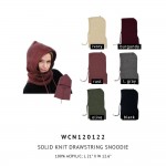 Wholesale solid Knit Drawstring Hoodie Scarf One Fits Most Acrylic