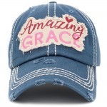 Wholesale vintage Distressed Amazing Grace Embroidered Baseball Cap One fits mos