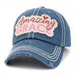 Wholesale vintage Distressed Amazing Grace Embroidered Baseball Cap One fits mos