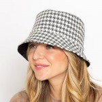 Wholesale herringbone Pattern Bucket Hat One Fits Most Polyester