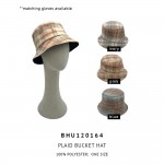 Wholesale plaid Pattern Bucket Hat One Fits Most Polyester
