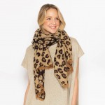 Wholesale leopard Print scarf frayed edges W L Polyester Acrylic