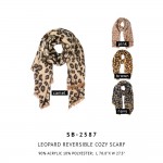 Wholesale leopard Print scarf frayed edges W L Polyester Acrylic